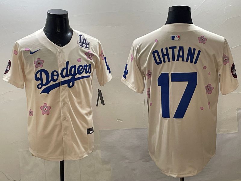 Men Los Angeles Dodgers #17 Ohtani Cream Sakura Edition 2025 Nike MLB Jersey style 14->los angeles dodgers->MLB Jersey